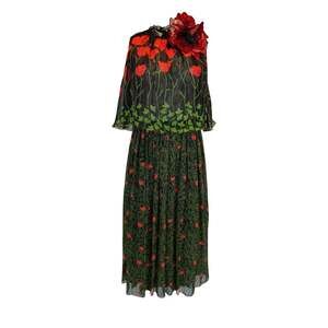 Gucci - Poppy Field Fil Coupé Silk Cape Dress - IT 40